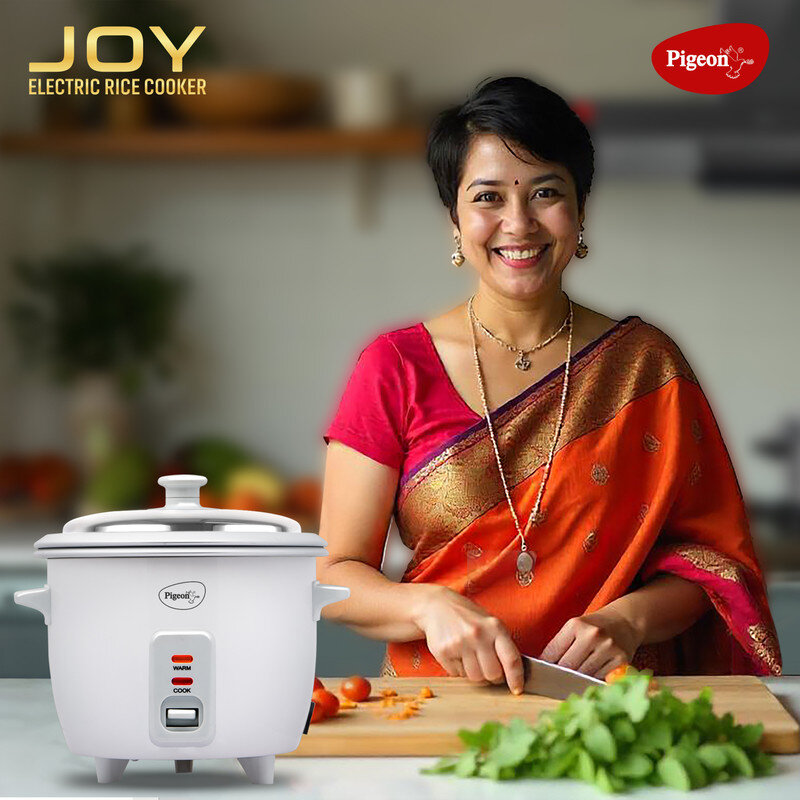 Pigeon Joy 2 Pots Electric Rice Cooker (0.6 L, White)